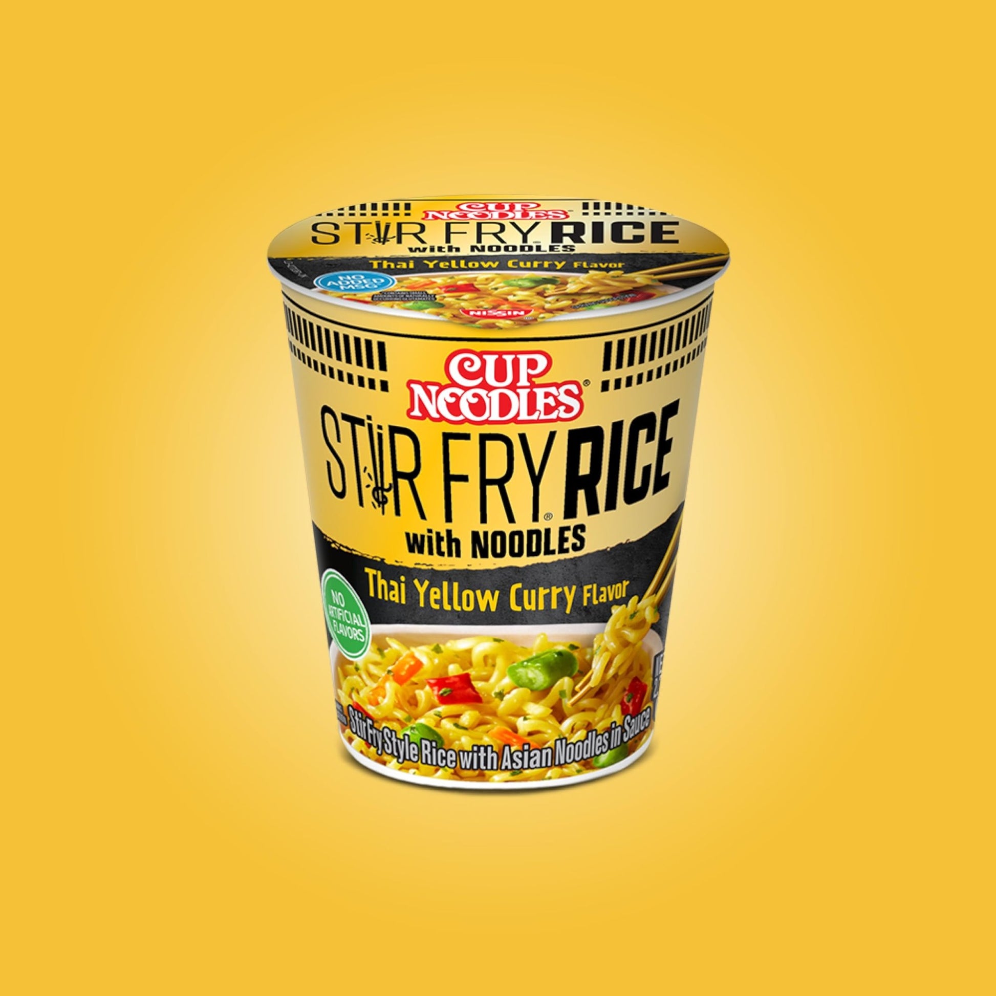 Nissin Cup Noodles Stir Fry Rice with Noodles, Thai Yellow Curry, 2.61 Ounce (Pack of 6) - Fresh Hearth