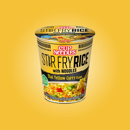 Nissin Cup Noodles Stir Fry Rice with Noodles, Thai Yellow Curry, 2.61 Ounce (Pack of 6) - Fresh Hearth