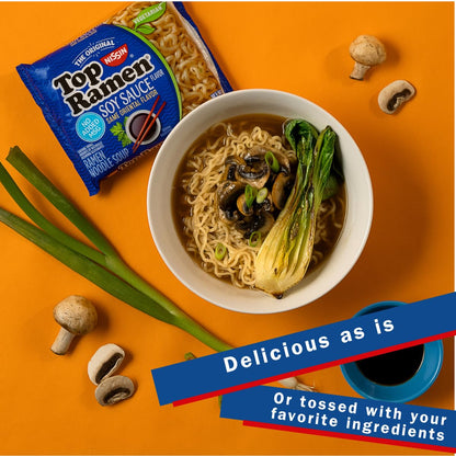 Nissin Top Ramen Noodle Soup, Soy Sauce, 3 Ounce (Pack of 24) - Fresh Hearth