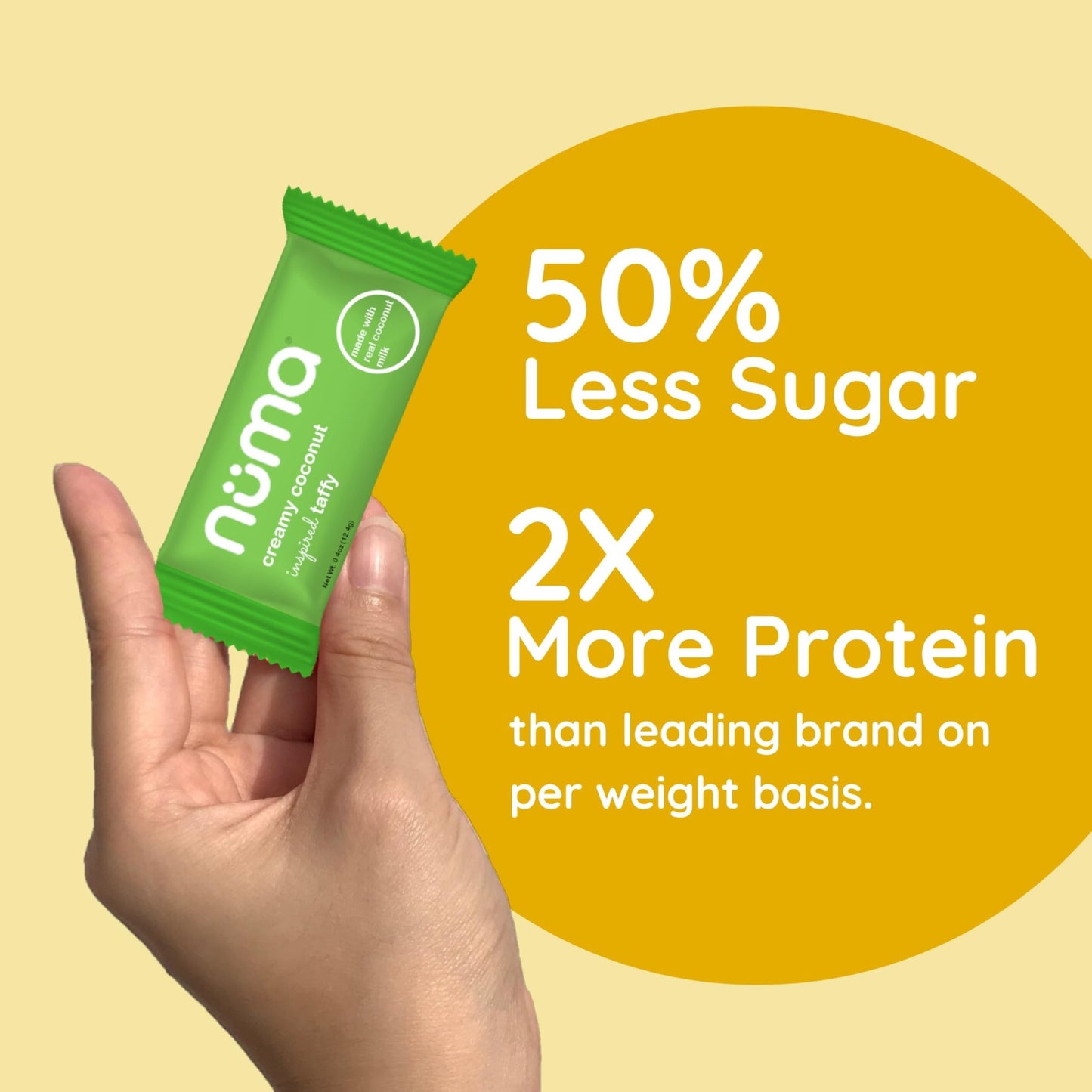 Numa Foods Nutritious Chewy & Creamy Candy Variety Pack - Low Sugar, All - Natural, Gluten Free, High Protein - 5 Bags of 10 Individually Wrapped Chews Each of Vanilla Banana Strawberry Coconut Coffee - Fresh Hearth