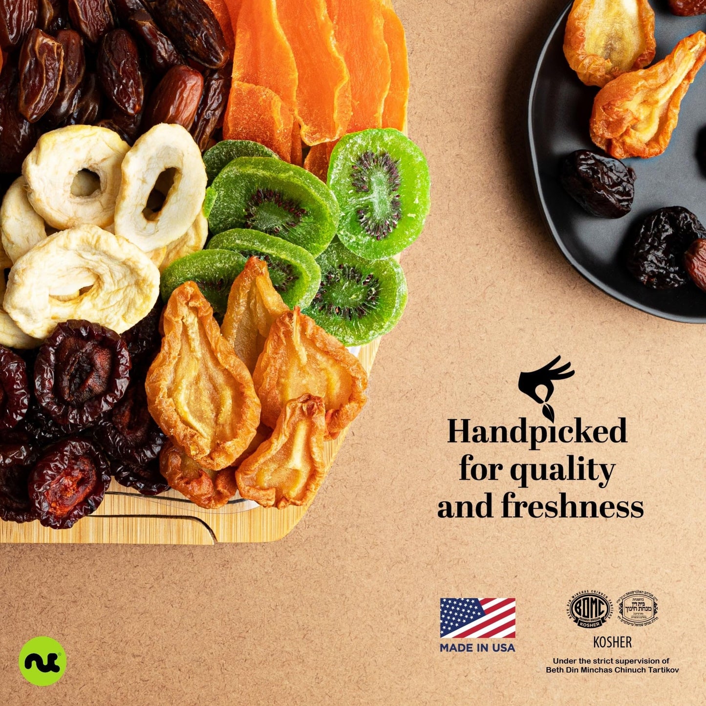 NUT CRAVINGS - Diwali Sweets Hamper Mid - Autumn Festival Dried Fruit Flower Arrangement Gift Basket in Wooden Apple - Shaped Gift Basket + Tray (9 Assortment) Healthy Snack Care Package, Food Assortments - Fresh Hearth