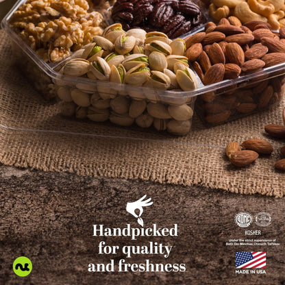 NUT CRAVINGS - Diwali Sweets Hamper Mid - Autumn Festival Mixed Nuts Gift Basket in Red Gold Box (7 Assortments, 1 LB) Food Arrangement, Healthy Snack Care Package, Food Assortments - Fresh Hearth