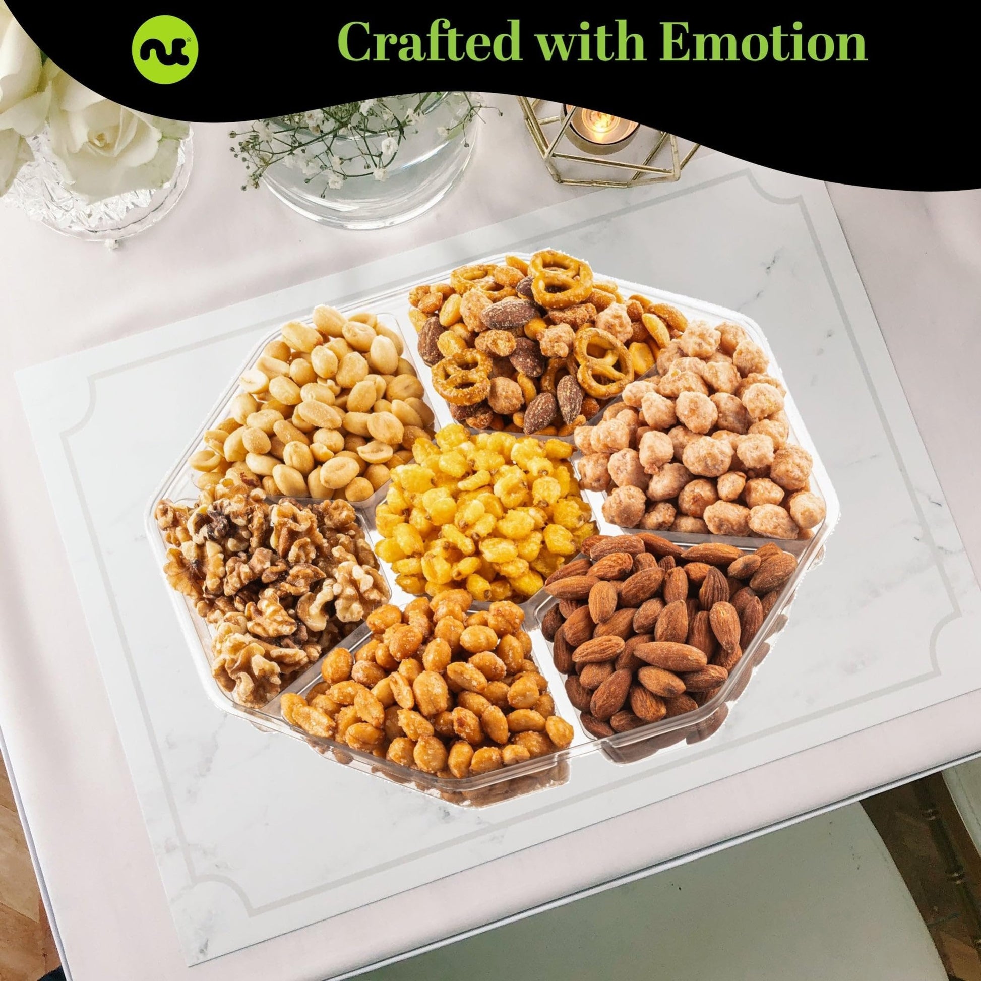 NUT CRAVINGS - Diwali Sweets Hamper Mid - Autumn Festival Mixed Nuts Gift Basket in Red Gold Classic Box (7 Assortments, 1 LB) Food Arrangement, Healthy Snack Care Package, Food Assortments - Fresh Hearth