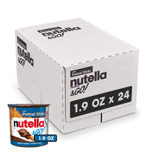 Nutella & GO! Bulk 24 Pack, Hazelnut and Cocoa Spread with Pretzel Sticks, Stocking Stuffers, Snack Cups, 1.9 oz Each - Fresh Hearth