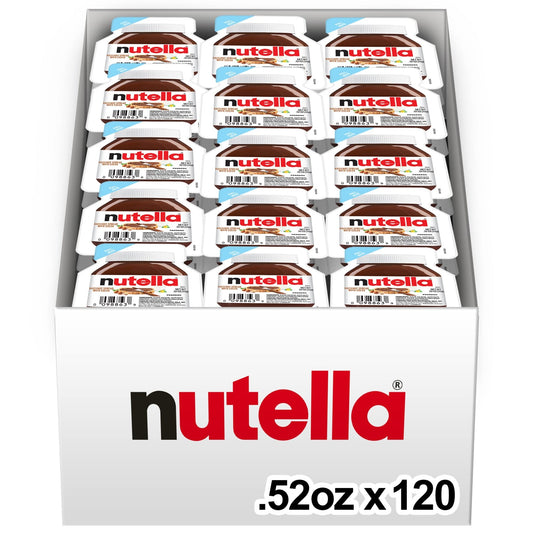 Nutella Hazelnut Spread with Cocoa for Breakfast, Bulk 120 Pack Mini Cups, 0.52 oz Each, Holiday Baking and Desserts - Fresh Hearth