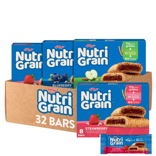 Nutri - Grain Soft Baked Breakfast Bars, Kids Snacks, Whole Grain, Variety Pack (4 Boxes, 32 Count) - Fresh Hearth