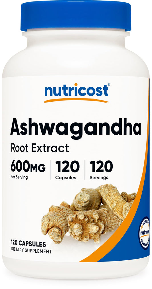 Nutricost Ashwagandha Herbal Supplement 600mg, 120 Capsules - Vegetarian, Non - GMO, Gluten Free, Ashwagandha Root - Fresh Hearth