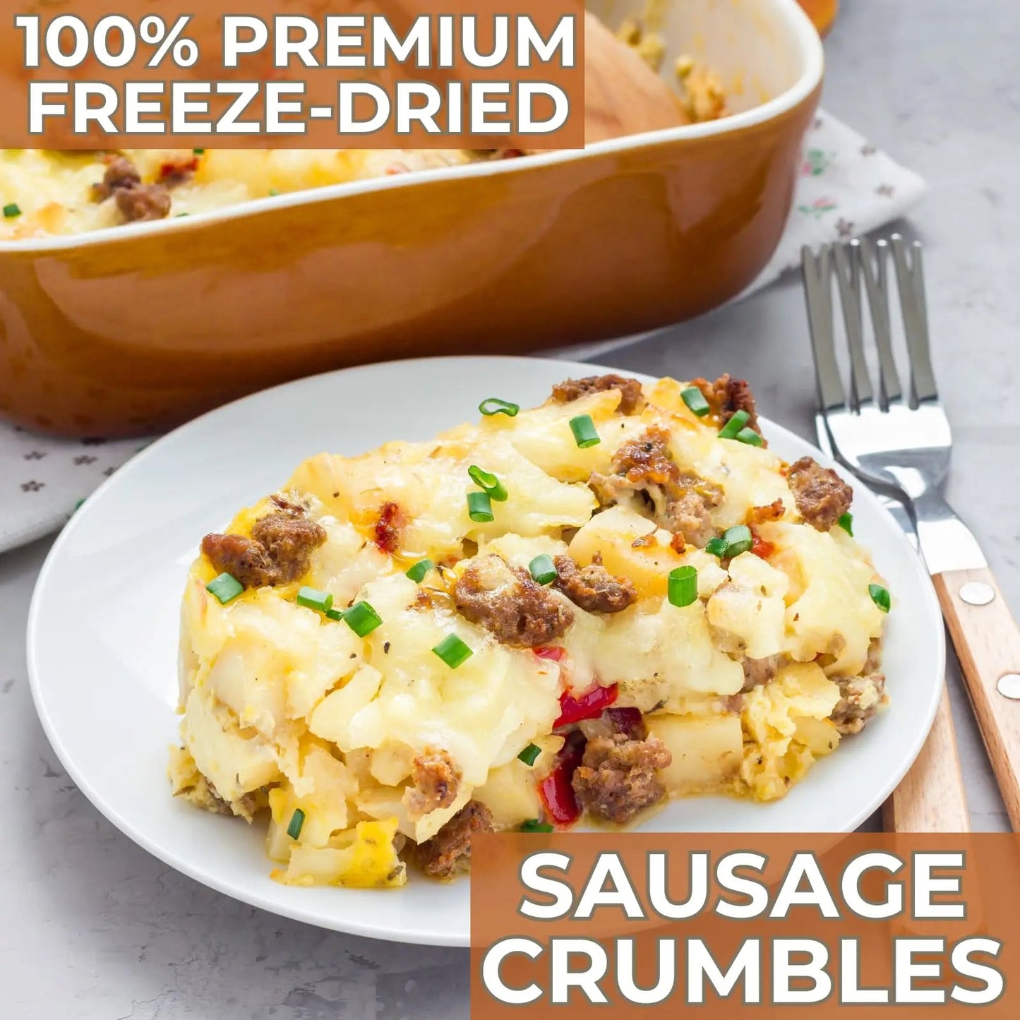 Nutristore Freeze Dried Sausage Crumbles | Survival Emergency Food Supply, Meal Prep, Camping | Made in USA | 25 Year Shelf Life | 10 Can, 29.6 oz - Fresh Hearth
