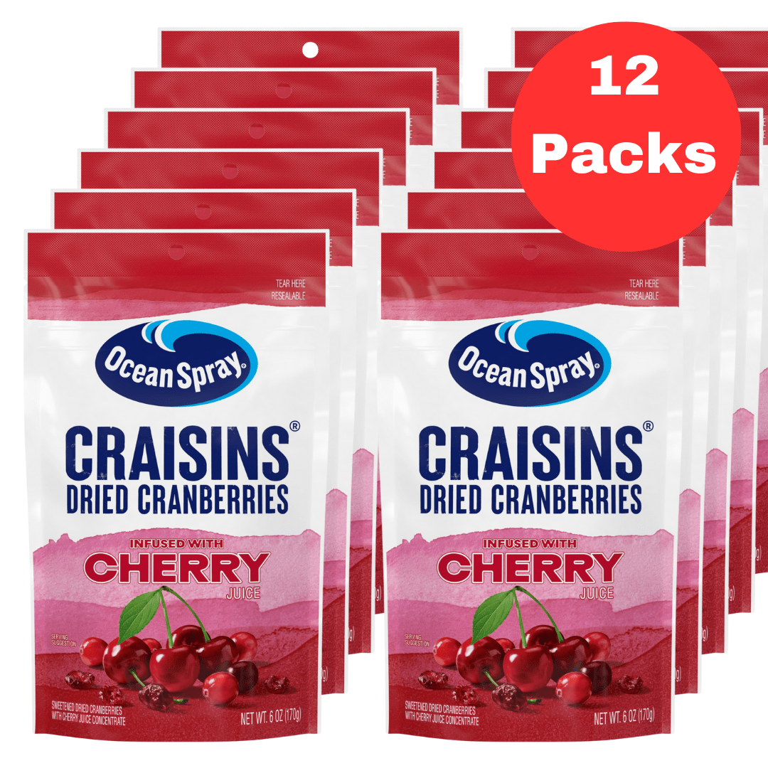 Ocean Spray Craisins, Sweetened Dried Cranberries, Cherry Flavored, 6 - Ounce Pouch (Pack of 12) - Fresh Hearth