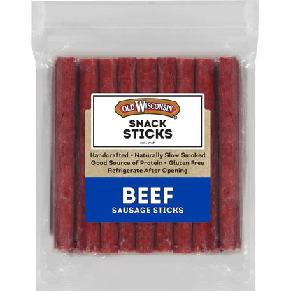 Old Wisconsin Beef Sausage Snack Sticks, Naturally Smoked, Ready to Eat, High Protein, Low Carb, Keto, Gluten Free, 26 Ounce Resealable Package - Fresh Hearth
