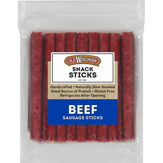 Old Wisconsin Beef Sausage Snack Sticks, Naturally Smoked, Ready to Eat, High Protein, Low Carb, Keto, Gluten Free, 26 Ounce Resealable Package - Fresh Hearth