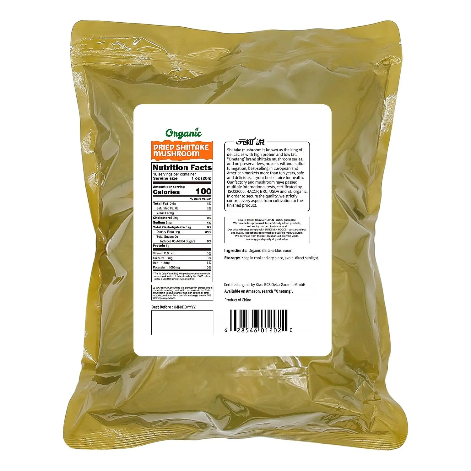 ONETANG Organic Dried Mushrooms, Natural Dried Mushrooms - Premium Flavors |AAA Grade Extra Dry Mushrooms for Soups, Sauces, Pasta and Risotto, Rehydrate Quickly, All Natural & Vegan | 16 Oz - Fresh Hearth