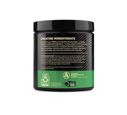 Optimum Nutrition Micronized Creatine Monohydrate Powder, Unflavored, 60 Servings, 300 Grams (Packaging May Vary) - Fresh Hearth