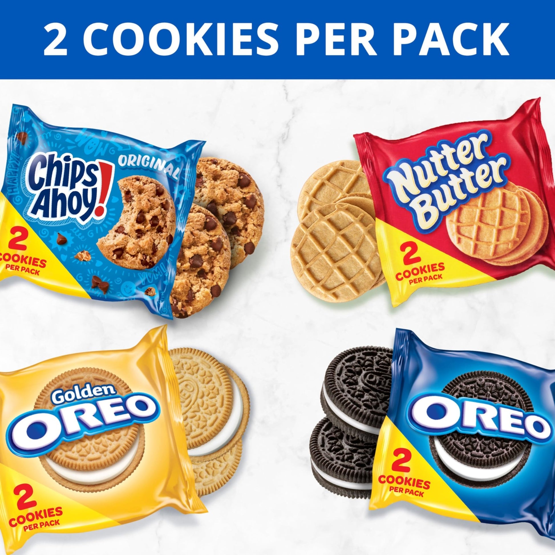 OREO Original, OREO Golden, CHIPS AHOY! & Nutter Butter Cookie Snacks Variety Pack, School Snacks, 56 Snack Packs (2 Cookies Per Pack) - Fresh Hearth
