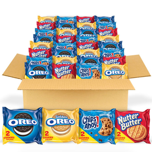 OREO Original, OREO Golden, CHIPS AHOY! & Nutter Butter Cookie Snacks Variety Pack, School Snacks, 56 Snack Packs (2 Cookies Per Pack) - Fresh Hearth