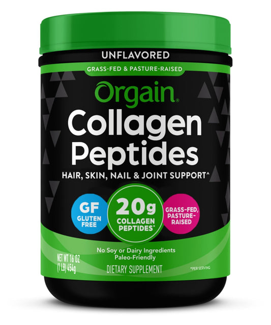 Orgain Hydrolyzed Collagen Peptides Powder For Women & Men, 20g Grass Fed Collagen, Unflavored - Hair, Skin, Nail, & Joint Support Supplement, Paleo & Keto, Non - GMO, Type I and III, 1lb - Fresh Hearth