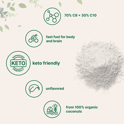 Organic MCT Oil Powder with Prebiotic Fiber,1 Pound(16 Ounce), Fast Fuel for Body and Brain, C8 MCT Oil for Coffee Creamer, No GMOs, Keto Diet, Vegan - Fresh Hearth
