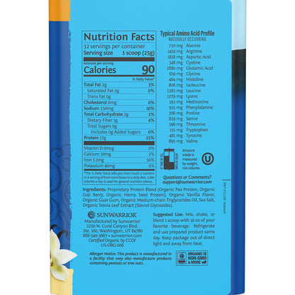 Organic Plant Based Protein Powder | Vegan Organic Protein Powder Vanilla Flavored with BCAA Amino Acids & Hemp Seed Pea Blend | Non - GMO Soy Dairy Filler & Gluten Free (Vanilla, 32 Servings) - Fresh Hearth