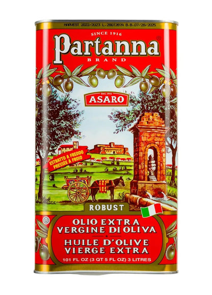Partanna Extra Virgin Olive Oil Robust Extra Virgin Olive Oil - Premium Castelvetrano Oil - Harvested in Sicily - Pure Authentic Italian - Monovarietal - Rich in Flavor - First Cold Pressed - 101 fl oz (3 L) Tin - Fresh Hearth