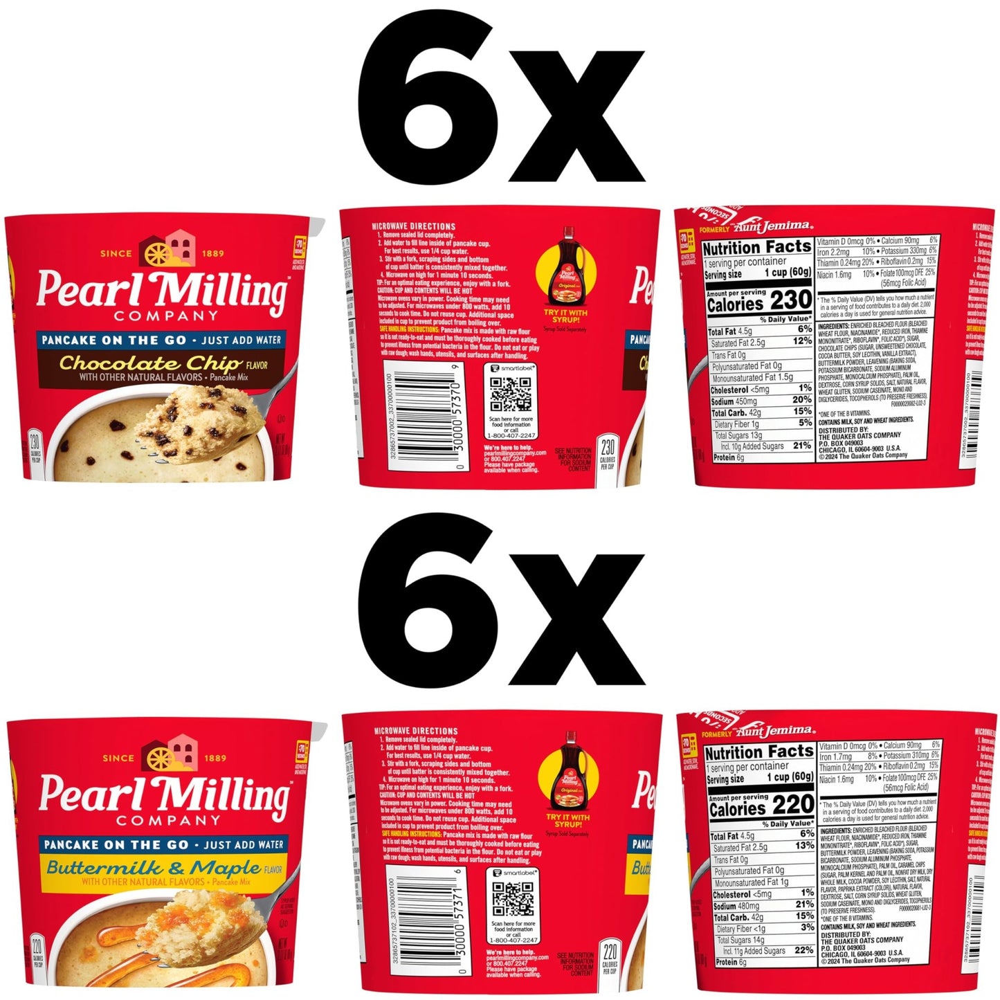 Pearl Milling Company Pancake Cups, 2 Flavor Variety, 2.11 Oz, Pack of 12 - Fresh Hearth