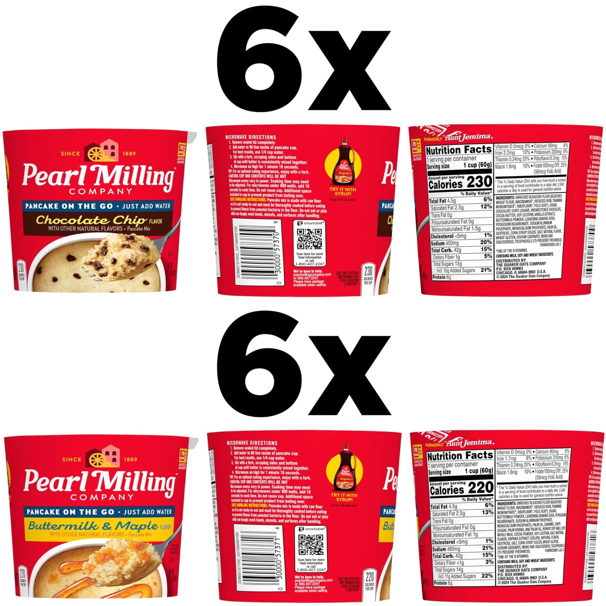Pearl Milling Company Pancake Cups, 2 Flavor Variety, 2.11 Oz, Pack of 12 - Fresh Hearth