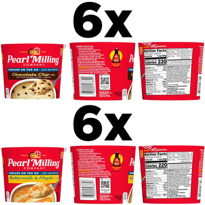 Pearl Milling Company Pancake Cups, 2 Flavor Variety, 2.11 Oz, Pack of 12 - Fresh Hearth
