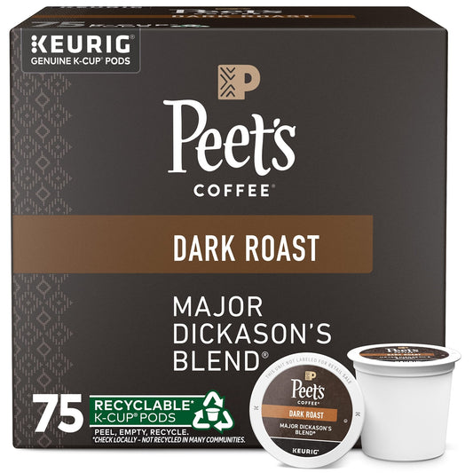 Peet's Coffee, Dark Roast Keurig K - Cup Pods - Major Dickason's Blend 75 Count (1 Box of 75 K - Cup Pods) - Fresh Hearth