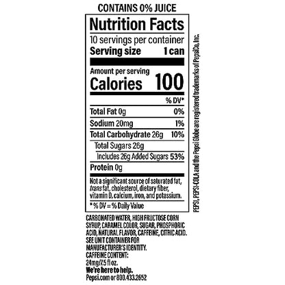 Pepsi Wild Cherry Cola Soda Pop Mini Cans, 7.5 Ounce Mini Cans (10 Pack) (Packaging May Vary) - Fresh Hearth