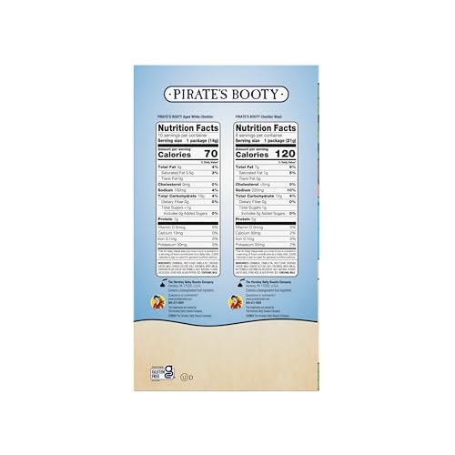 Pirate's Booty Aged White Cheddar and Cheddar Blast Cheese Puffs Variety Pack, Gluten - Free, Kids Snacks, 0.5oz and 0.75oz (18ct) - Fresh Hearth