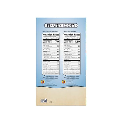 Pirate's Booty Aged White Cheddar and Cheddar Blast Cheese Puffs Variety Pack, Gluten - Free, Kids Snacks, 0.5oz and 0.75oz (18ct) - Fresh Hearth