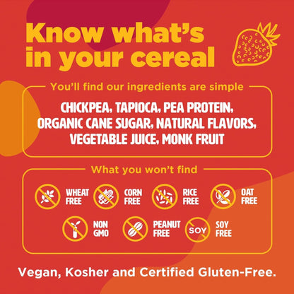 Plant - Based and Vegan Breakfast Cereal by Three Wishes - Fruity, 6 Pack - More Protein and Less Sugar Snack - Gluten - Free, Grain - Free - Non - GMO - Fresh Hearth