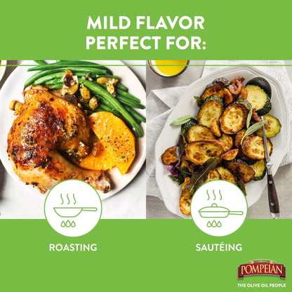Pompeian Mild Taste Olive Oil, Perfect for Roasting & Sauteing, Naturally Gluten - Free, Non - Allergenic, Non - GMO, 68 FL. OZ. - Fresh Hearth
