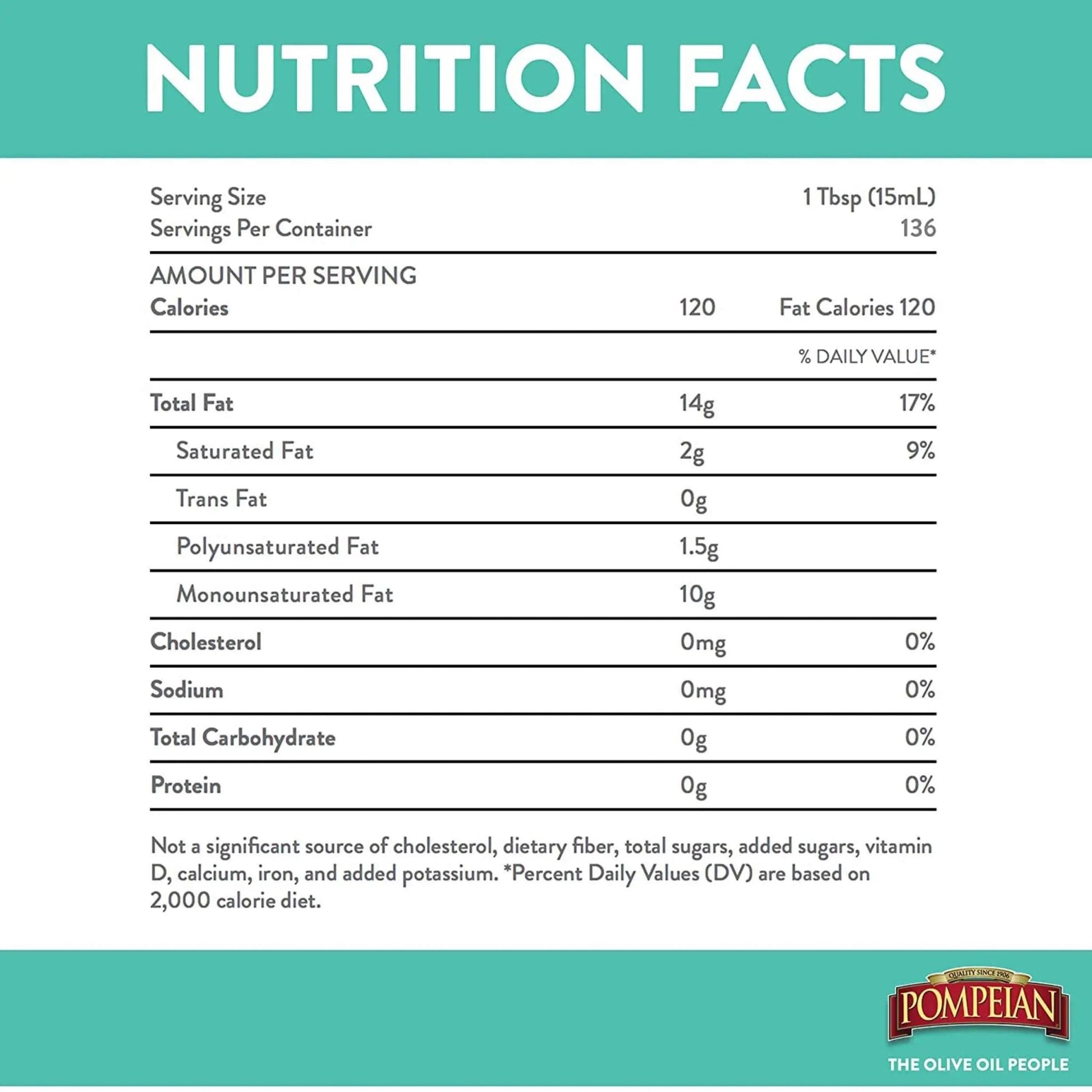Pompeian Mild Taste Olive Oil, Perfect for Roasting & Sauteing, Naturally Gluten - Free, Non - Allergenic, Non - GMO, 68 FL. OZ. - Fresh Hearth