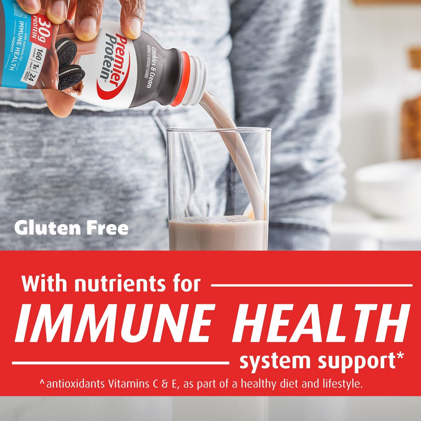 Premier Protein Shake, Cookies & Cream, 30g Protein, 1g Sugar, 24 Vitamins & Minerals, Nutrients to Support Immune Health 11.5 fl oz (12 Pack) - Fresh Hearth