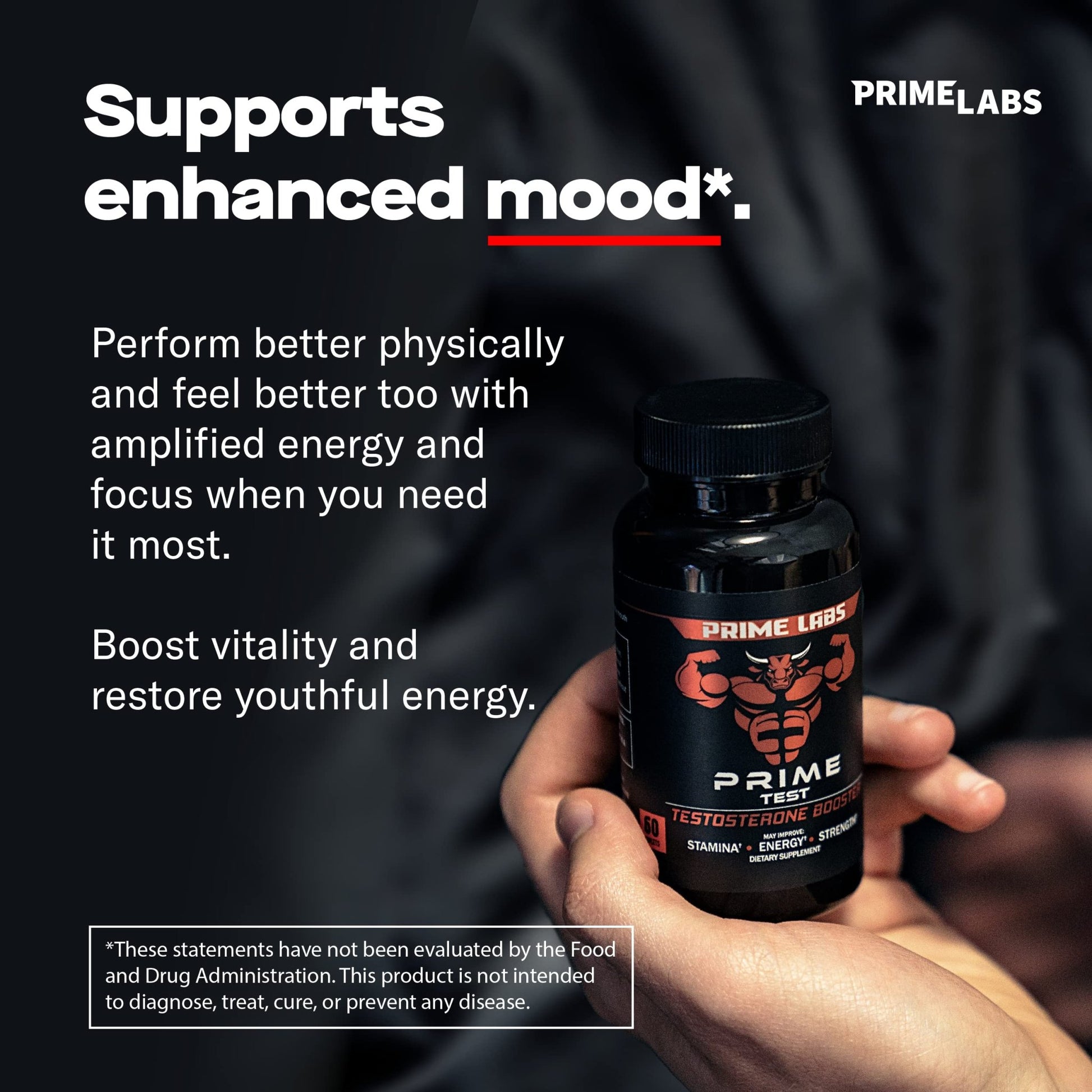 Prime Labs - Men's Testosterone Booster - Stamina, Endurance, & Strength Booster - 60 Caplets - Fresh Hearth