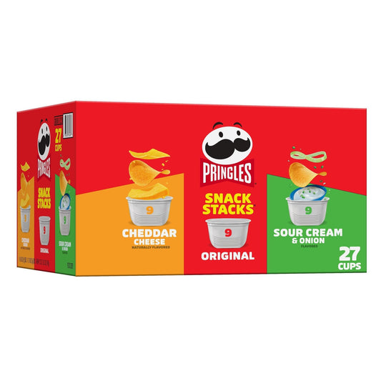 Pringles Potato Crisps Chips, On - the - Go Snacks, Snack Stacks, Variety Pack, 19.3oz Box (27 Cups) - Fresh Hearth