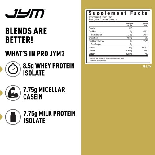 Pro JYM Chocolate Cookie Crunch Protein Powder - Whey Protein Isolates, Casein, & Milk Protein, Lean Muscle Building for Men & Women, JYM Supplement Science, 45 Servings - Fresh Hearth