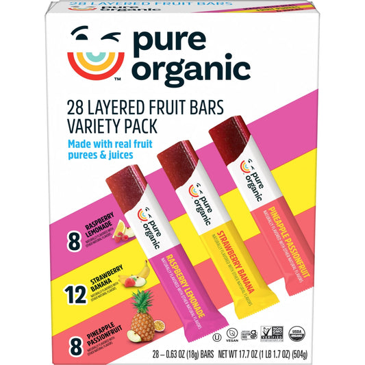 Pure Organic Layered Fruit Bars Variety Pack 28 count (Pack of 1). - Fresh Hearth