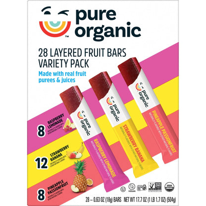 Pure Organic Layered Fruit Bars Variety Pack 28 count (Pack of 1). - Fresh Hearth