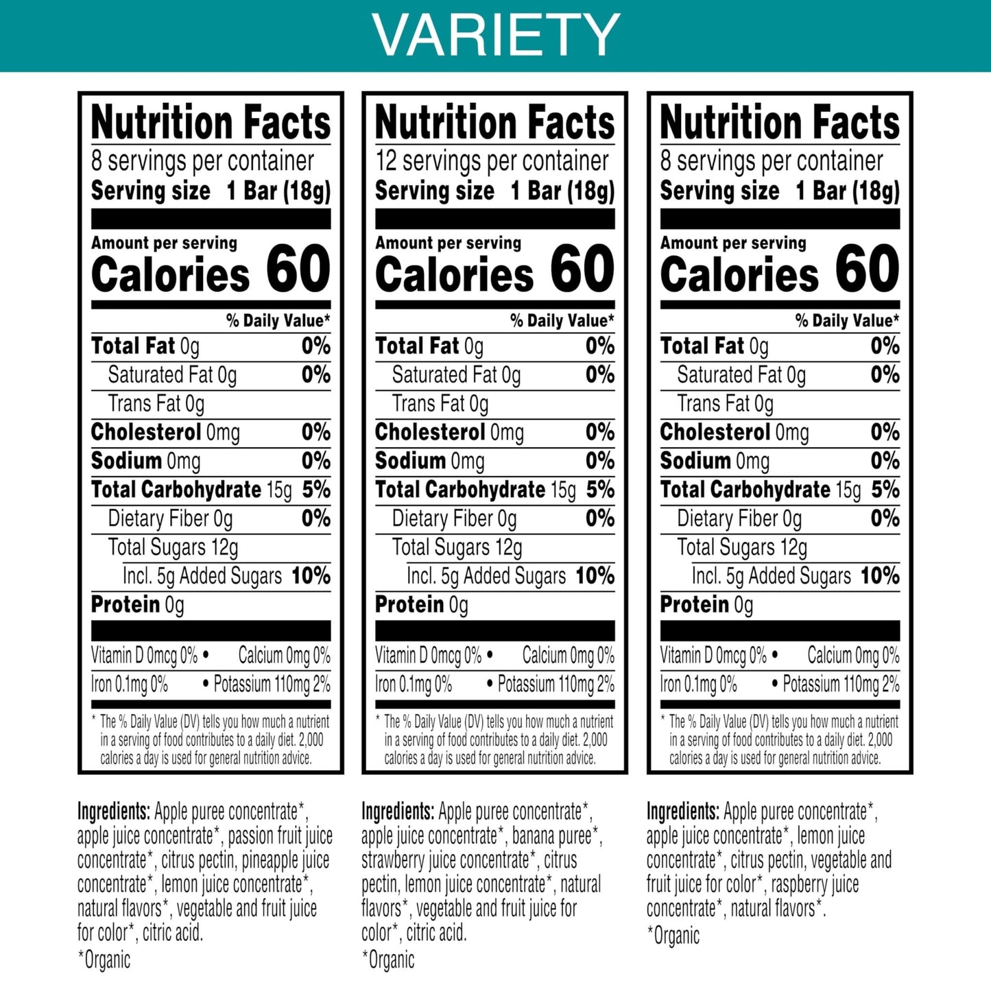 Pure Organic Layered Fruit Bars Variety Pack 28 count (Pack of 1). - Fresh Hearth