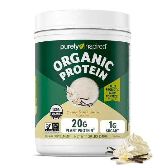 Purely Inspired Plant - Based Protein Powder for Men & Women, Creamy French Vanilla (16 Servings) - Vegan & Organic - 20g of Pea Protein Powder for Smoothies & Shakes - Dairy - Free, & Gluten - Free - Fresh Hearth