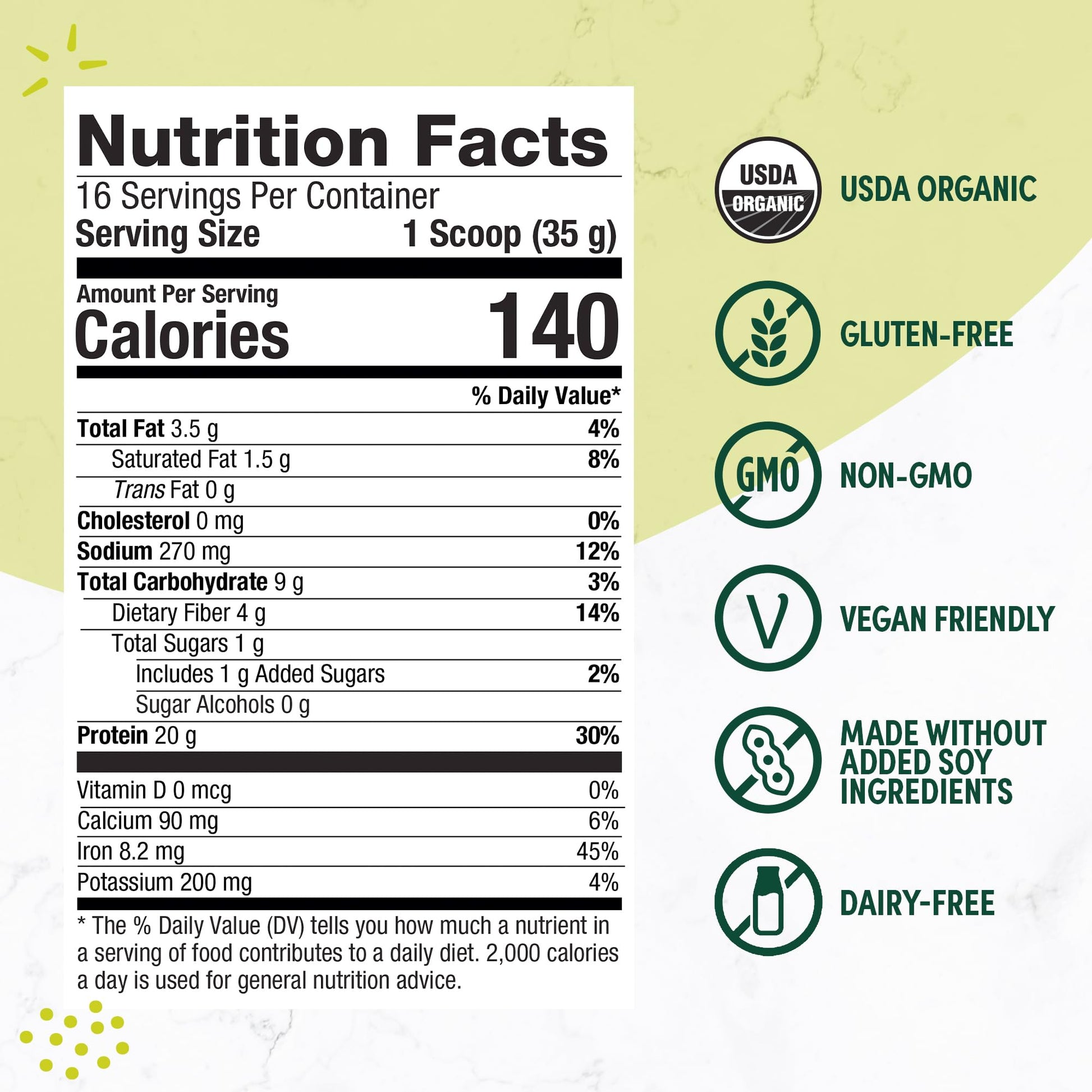 Purely Inspired Plant - Based Protein Powder for Men & Women, Rich Decadent Chocolate (16 Servings) - Vegan & Organic - 20g of Pea Protein Powder for Smoothies & Shakes - Dairy - Free, & Gluten - Free - Fresh Hearth