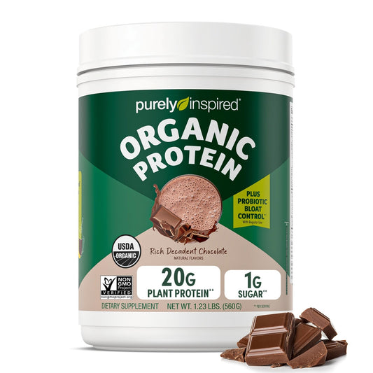 Purely Inspired Plant - Based Protein Powder for Men & Women, Rich Decadent Chocolate (16 Servings) - Vegan & Organic - 20g of Pea Protein Powder for Smoothies & Shakes - Dairy - Free, & Gluten - Free - Fresh Hearth