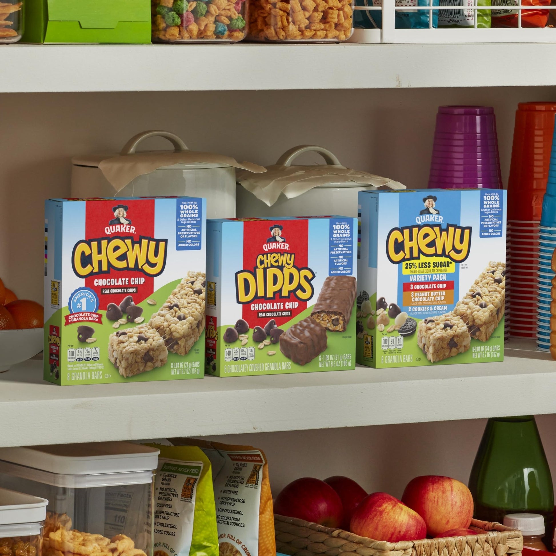 Quaker Chewy Granola Bars, Chewy & Dipps Variety Pack, (58 Bars), Whole Grains, No Artificial Flavors, No Added Colors - Fresh Hearth