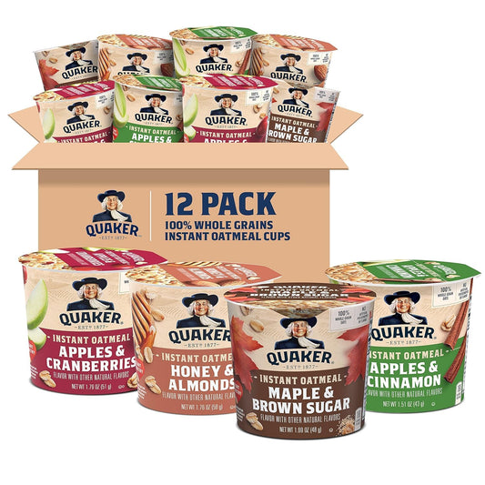 Quaker Instant Oatmeal Express Cups, 4 Flavor Variety Pack, 1.76 Ounce (Pack of 12) - Fresh Hearth