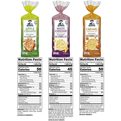 Quaker Large Rice Cakes, Gluten Free, 3 Flavor Variety Pack, 6 Count - Fresh Hearth