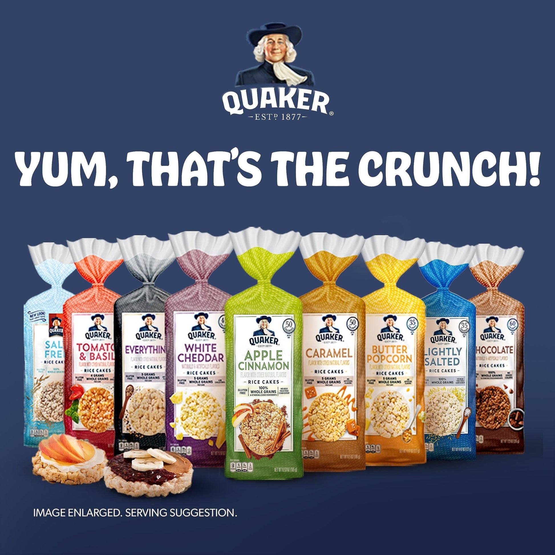 Quaker Large Rice Cakes, Gluten Free, 3 Flavor Variety Pack, 6 Count - Fresh Hearth