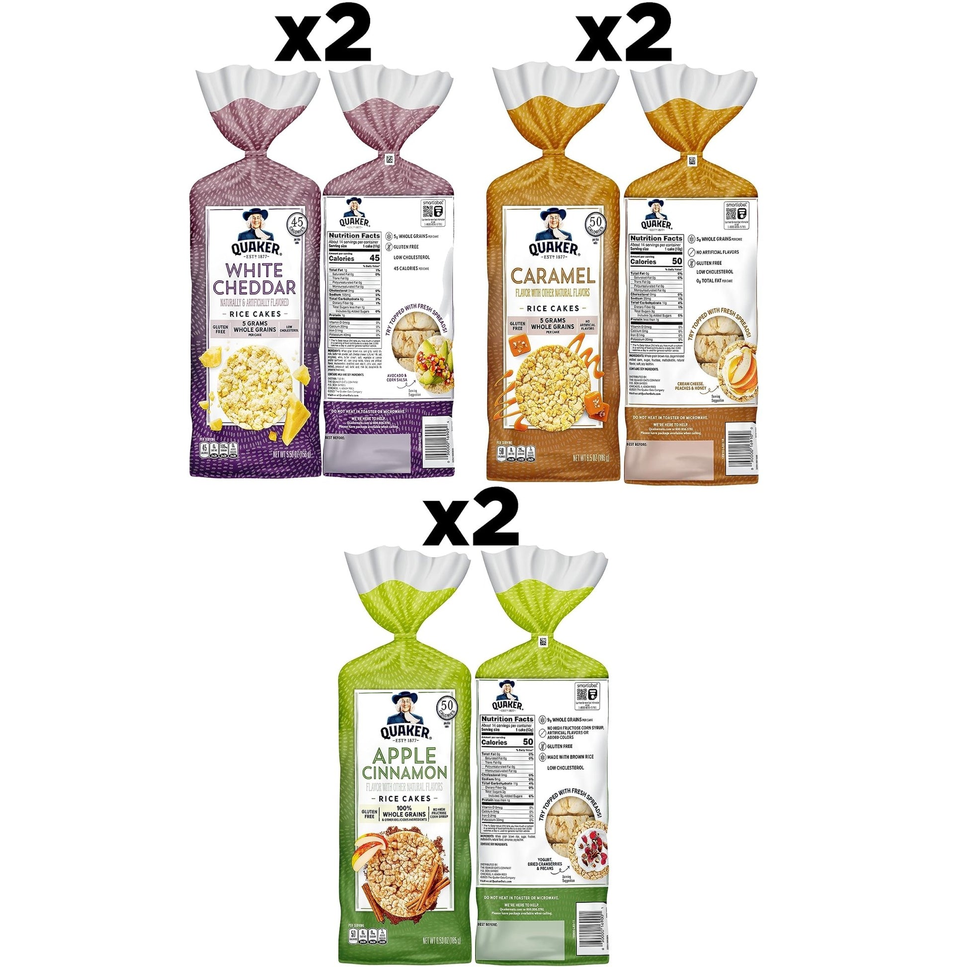 Quaker Large Rice Cakes, Gluten Free, 3 Flavor Variety Pack, 6 Count - Fresh Hearth