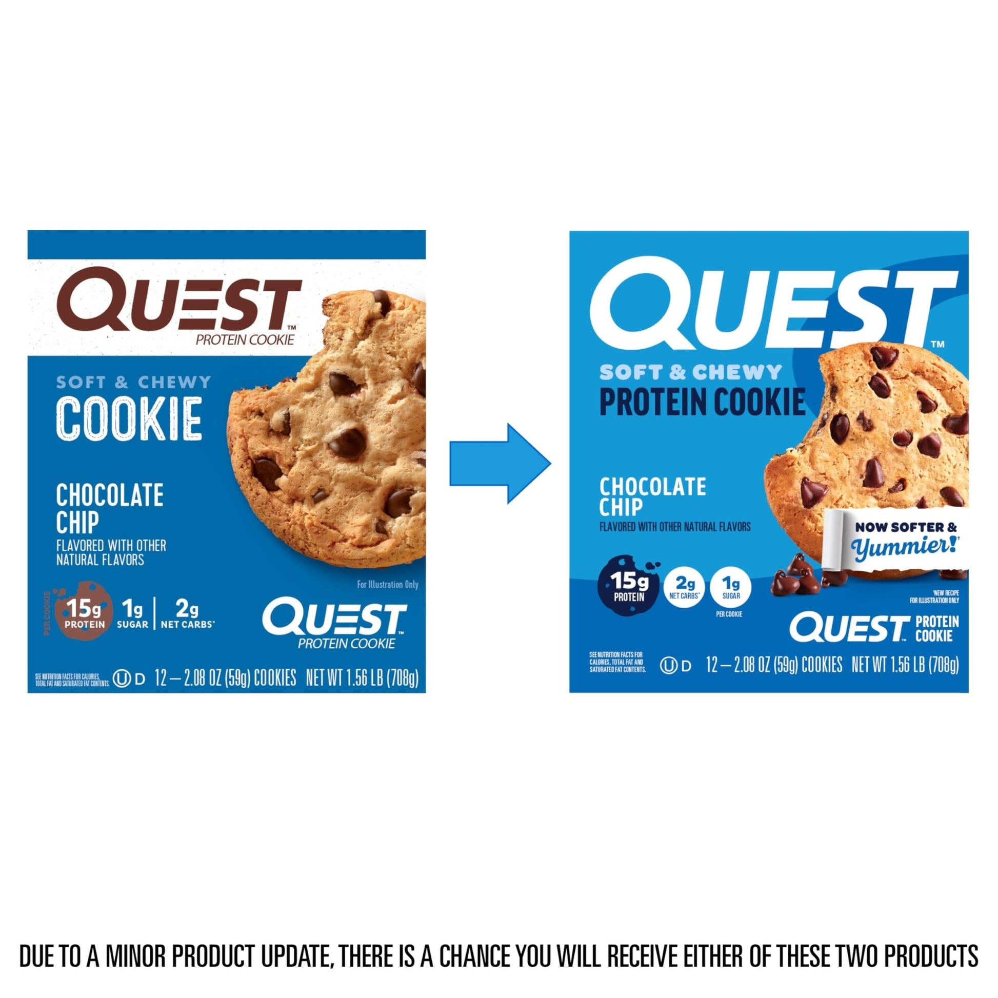Quest Nutrition Chocolate Chip Protein Cookie, 15g Protein, 1g Sugar, 2g Net Carbs, Keto Friendly, High Protein, Low Carb; 12 Count - Fresh Hearth
