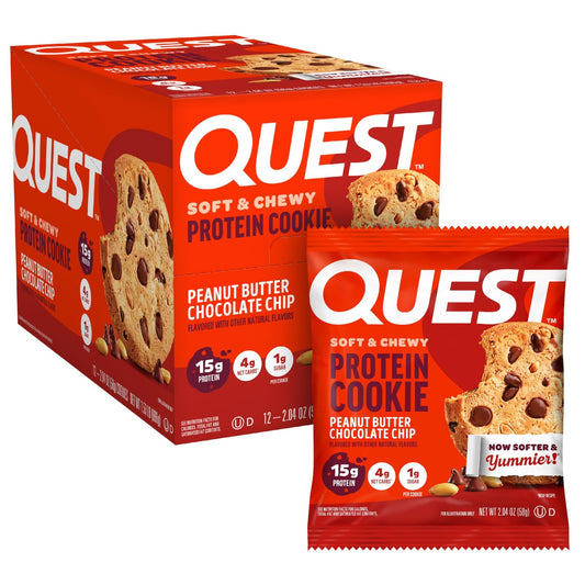 Quest Nutrition Peanut Butter Chocolate Chip High Protein Cookie, Keto Friendly, Low Carb, 24.5 Oz, 12 count (Pack of 1) - Fresh Hearth